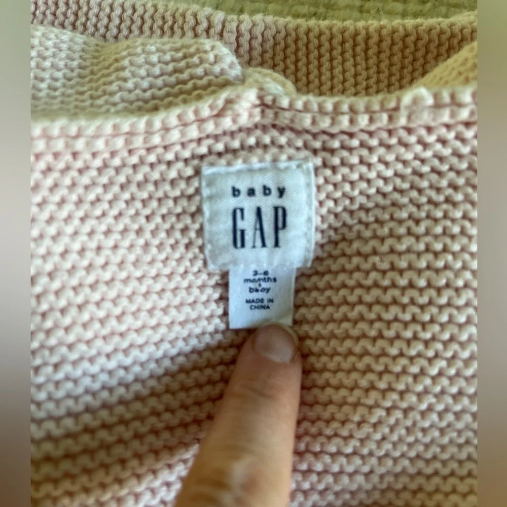 GAP‎ BABY GAP Hooded Garter Knit Sweater in Milkshake Pink Sz 3-6 months